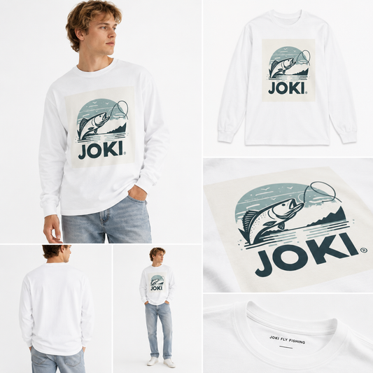 Fishing Graphic Long Sleeve T-Shirt — "JOKI" Retro Fish Logo