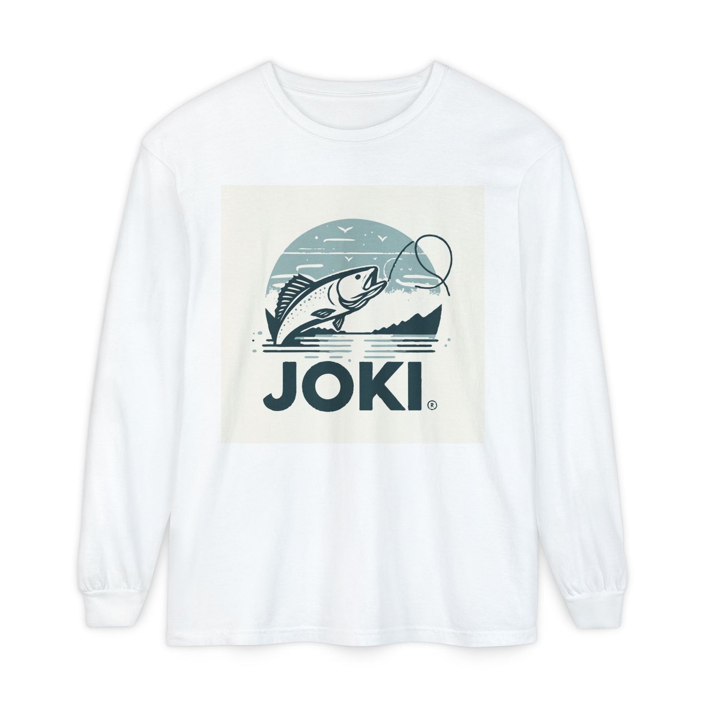 Fishing Graphic Long Sleeve T-Shirt — "JOKI" Retro Fish Logo