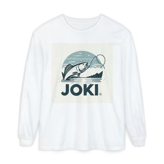 Fishing Graphic Long Sleeve T-Shirt — "JOKI" Retro Fish Logo